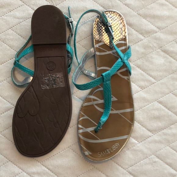 Sam & Libby Mint Strappy Snake Skin Sandals Sz 9.5 - Picture 2 of 2